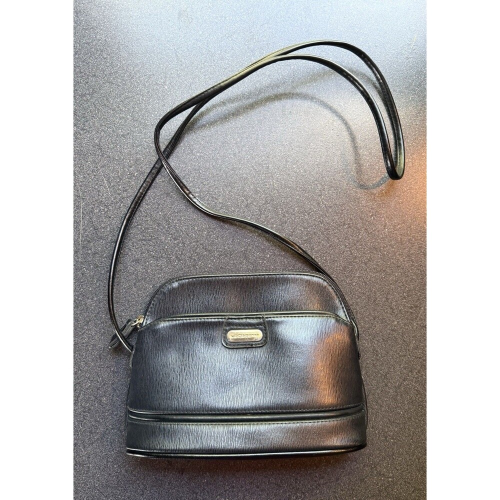 VTG Liz Claiborne Black Crossbody Bag Purse Faux Leather 90’s Minimalism Retro